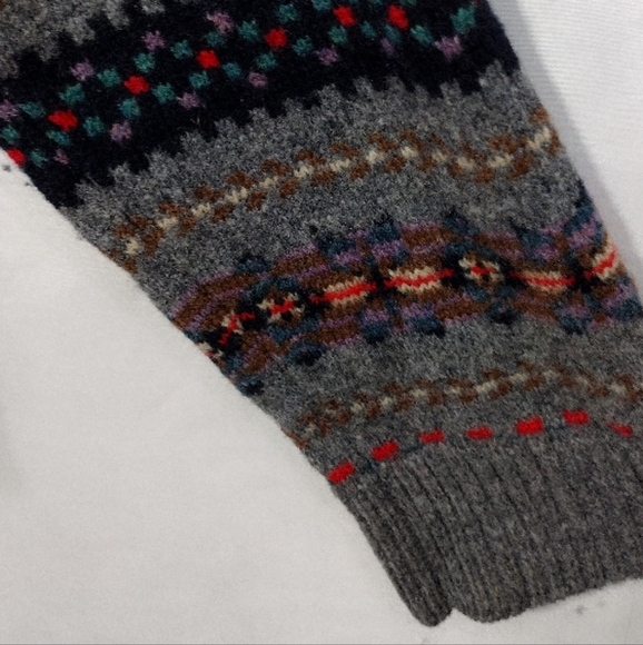 J. Crew 100% Lambswool Patterned Sweater Men's L Gray Boho Retro 90s Y2K Casual - Picture 3 of 8